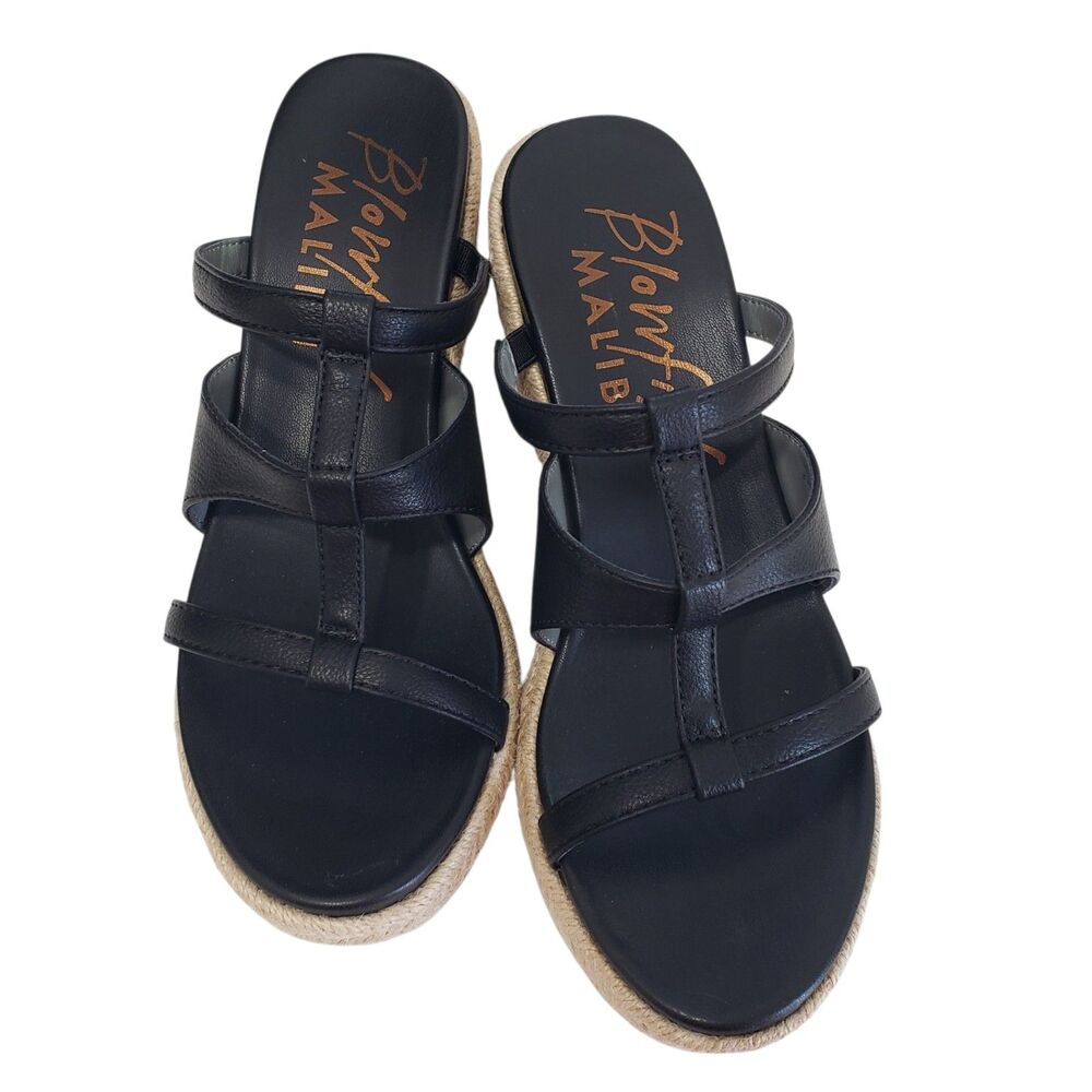 Blowfish Malibu Women's Slip On Black Platform Wedges, Size 8.5 M